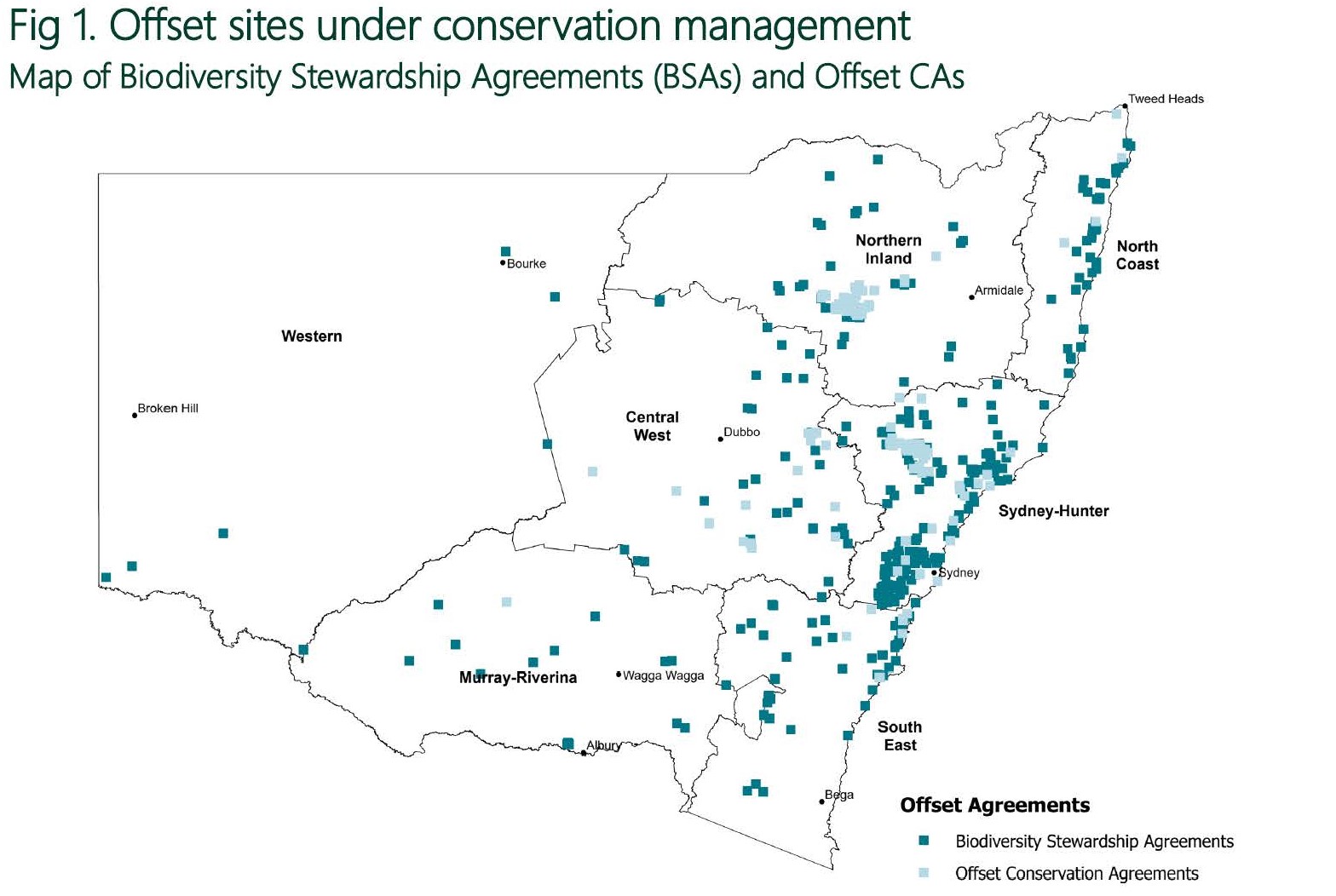 Map of biodiversity stewardship agreements in New South Wales