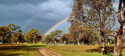 Wallenbeen cemetery with a rainbow