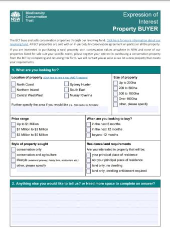 Property buyer EOI form cover