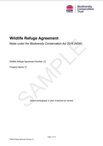 Wildlife refuge agreement template cover