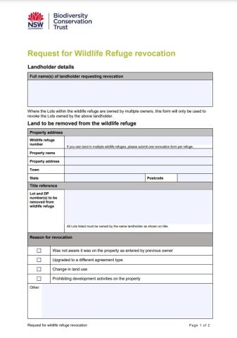 Wildlife refuge revocation form cover